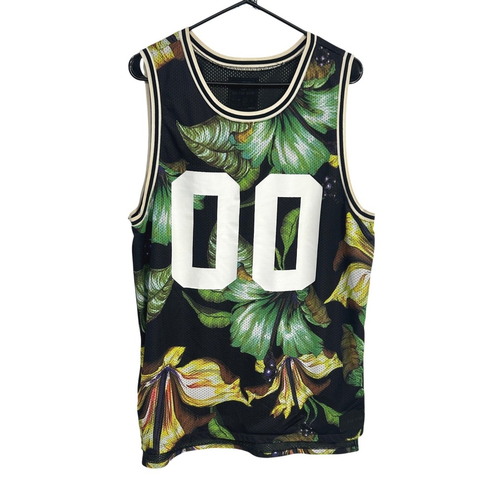Y2K Floral Mesh Basketball Jersey Tank Large Streetwear Festival Skate Indie